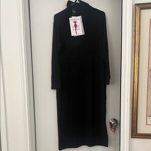 Long sleeved turtleneck Black Women's Dress with tummy control